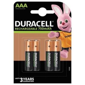 Pilhas Duracell AAA 1.2v LR03 750mAh 4 NiMH – Recarregáveis