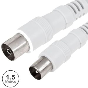 Cabo Antena Coaxial Macho/Fêmea Branco 1.5Mts